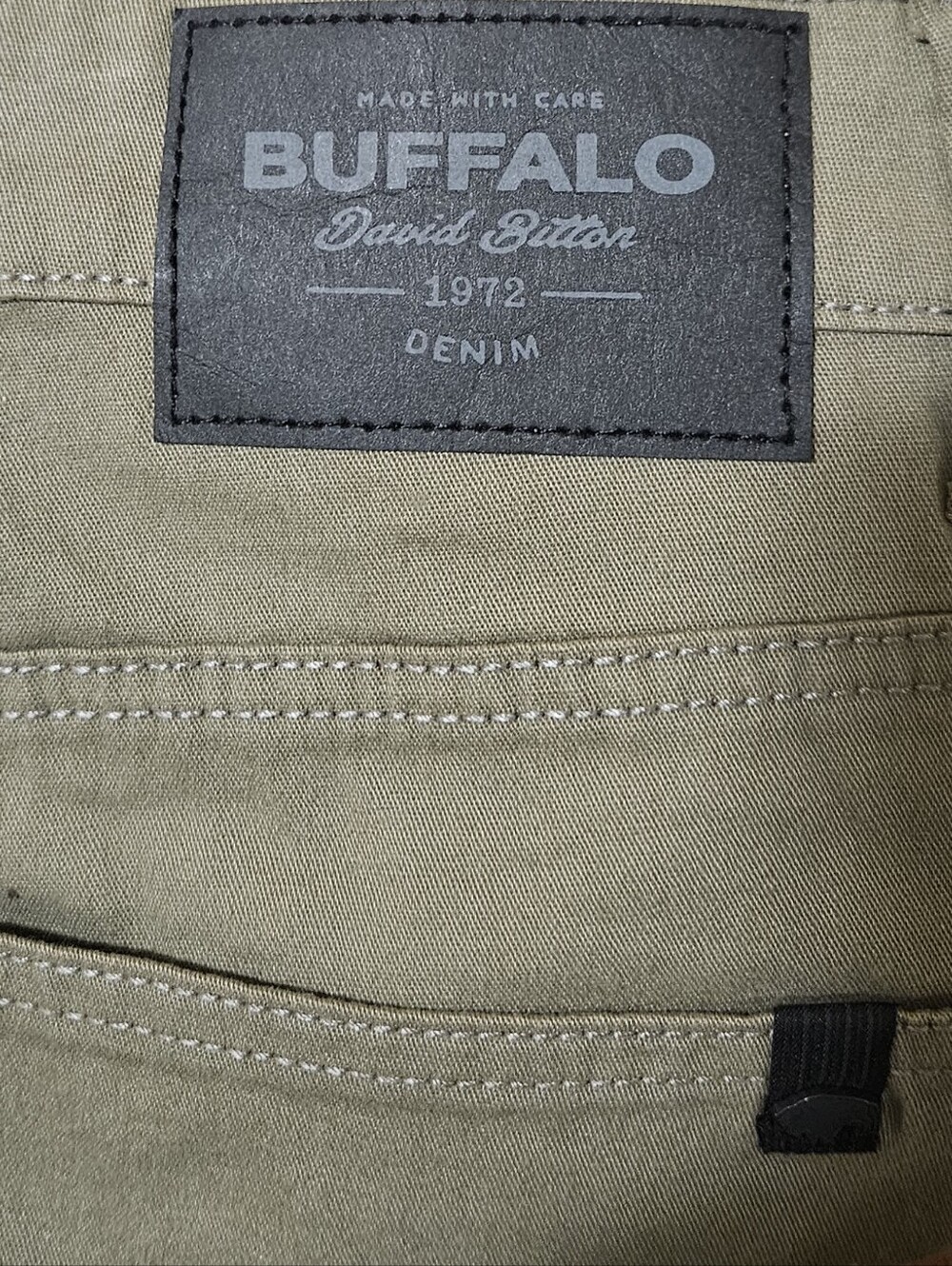 Buffalo David Bitton Six Straight Jeans Mens Olive Green Stretch Denim Size34x32 - Picture 7 of 9